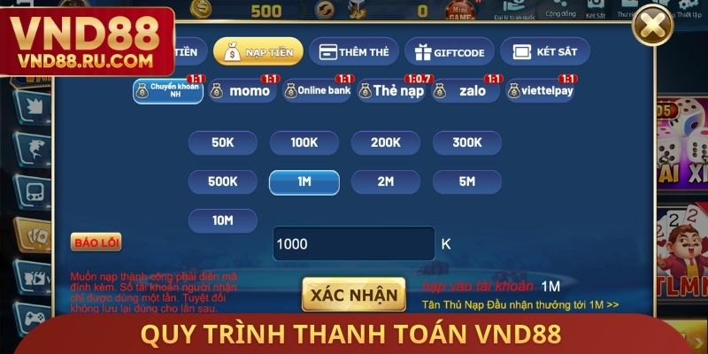 Quy trình thanh toán VND88